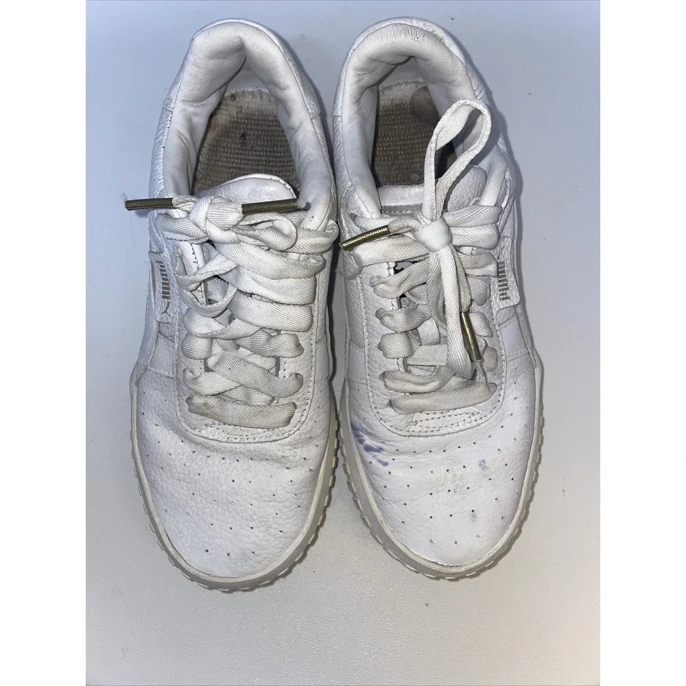 Puma Cali 369155-01 Leather Sneakers, Women's‎ Size 7, White